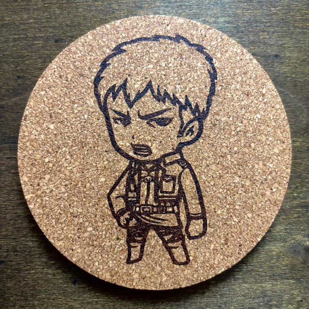 Attack On Titan Jean Kirstein Chibi Style Laser Engraved Cork Coaster